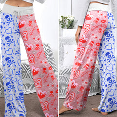 Electric Heart Skull Mix Women's High-waisted Wide Leg Pants