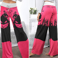 Pink Night Art Women's High-waisted Wide Leg Pants