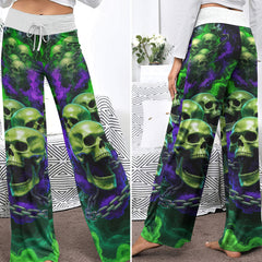 Soulbound Smoke Skull Women's High-waisted Wide Leg Pants