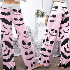 Blush & Bats Pattern Women's High-waisted Wide Leg Pants
