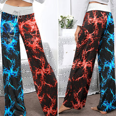 Eternal Flame Skull Art Women's High-waisted Wide Leg Pants