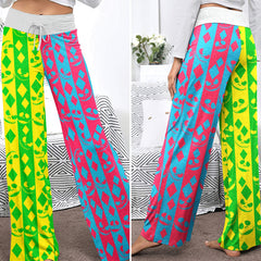 Twisted Geometry Skull Diamond Women's High-waisted Wide Leg Pants