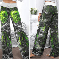 Skull Hell Smoke Women's High-waisted Wide Leg Pants