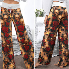Skull Garden Obsession Women's High-waisted Wide Leg Pants