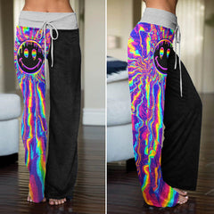 Blacklight Melt Smile Women's High-waisted Wide Leg Pants