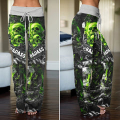 Skull Hell Smoke Women's High-waisted Wide Leg Pants