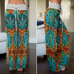 Abstract Leaf Artwork Women's High-waisted Wide Leg Pants