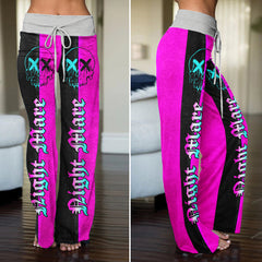 Purple Skull Night Women's High-waisted Wide Leg Pants