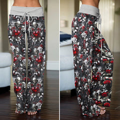 Skull Royal Pattern Women's High-waisted Wide Leg Pants