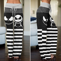 Gothic Grinline Art Women's High-waisted Wide Leg Pants