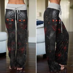 Inferno Skull Tee Women's High-waisted Wide Leg Pants