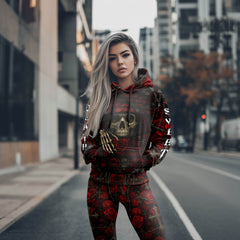 Women Hoodie and Leggings, Cross & Thorns Skull Outwear Pants Outfit