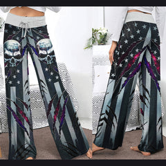Metal Scary Skull Art Women's High-waisted Wide Leg Pants | Wonder Skull