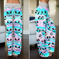 Holographic Pattern Women's High-waisted Wide Leg Pants