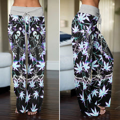Holographic Couple Skeleton Women's High-waisted Wide Leg Pants