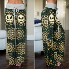 Golden Grin Mandala Women's High-waisted Wide Leg Pants