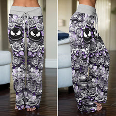 Violet Curse Gothic Skull Women's High-waisted Wide Leg Pants
