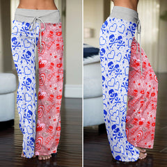 Electric Heart Skull Mix Women's High-waisted Wide Leg Pants