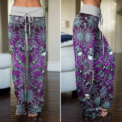 Purple Mist Skull Realm Women's High-waisted Wide Leg Pants
