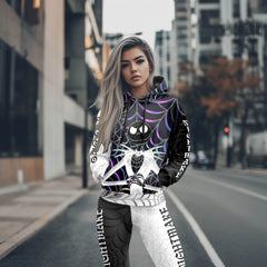 Women Hoodie and Leggings, Holographic Skeleton Art Outwear Pants Outfit
