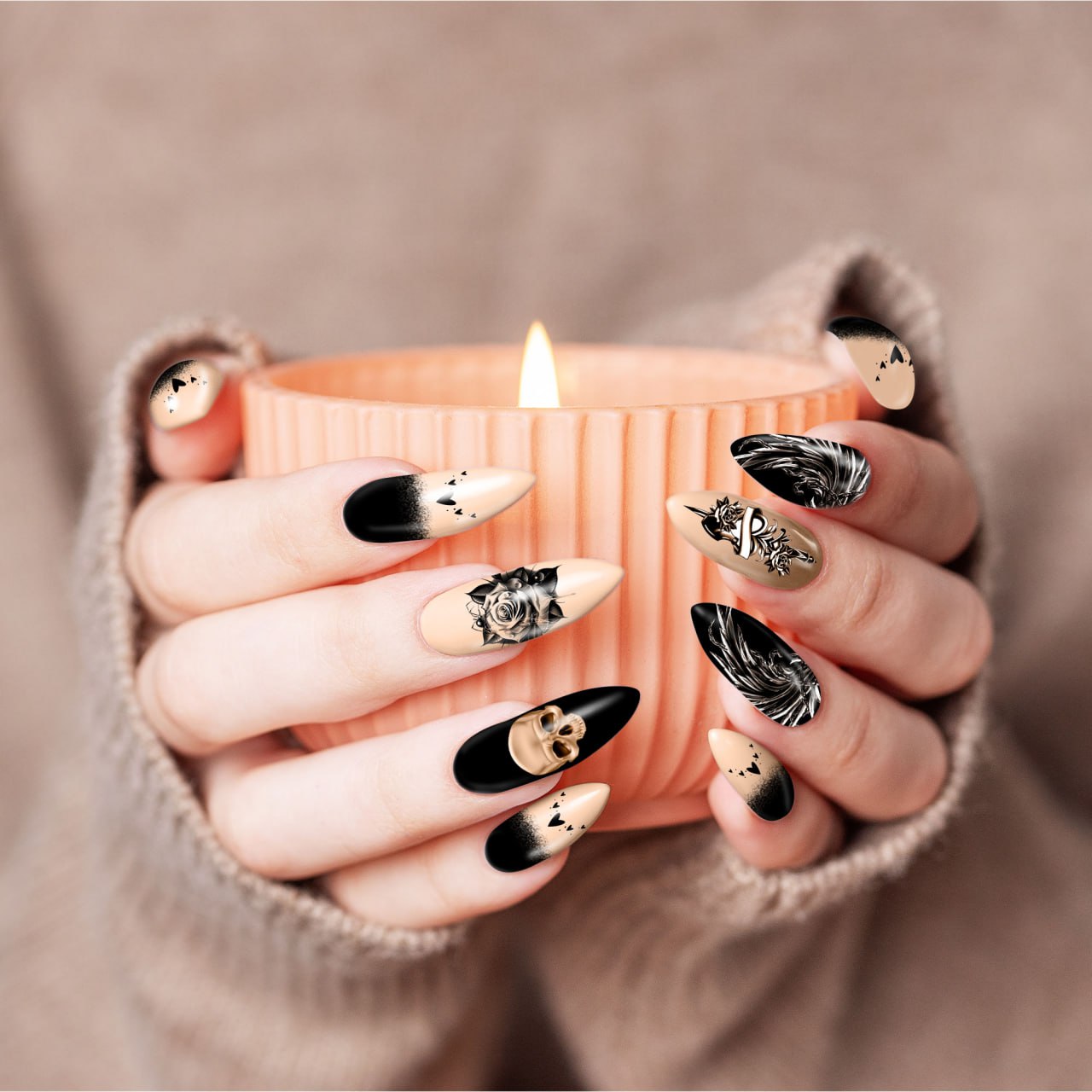 Chic and Happy Gothic Nail Style - Perfect for expressing your unique style with a touch of happiness.