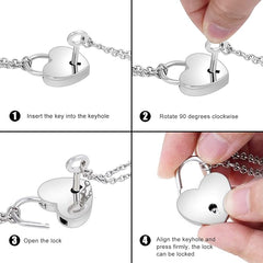 Heart Lock Key Pendant Necklaces, Meaning Anniversary Gift For Her For Him. His Lock and Her Key design symbolizing enduring love. Crafted with high-quality materials, perfect for any occasion. Wonder Skull Heart Lock Key Pendant Necklace, ideal anniversary gift for both him and her. Elevate your date night look with Wonder Skull sleepwear and lingerie.