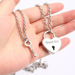 Naughty Necklace Set, Good Girl and Master Heart Lock Key Pendant Necklaces