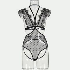 This Lace Women Body Lingerie Set features a delicate lace design that offers a seductive and alluring look. With its fancy hollow out construction, this outfit adds an unexpected touch of eroticism. Perfect for a special night or just to add some spice to your lingerie collection.