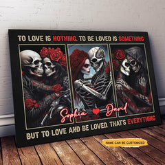 Love & Be Loved - Custom Personalized Names Gothic Skull And Roses Canvas