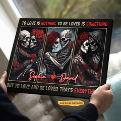 Love & Be Loved - Custom Personalized Names Gothic Skull And Roses Canvas