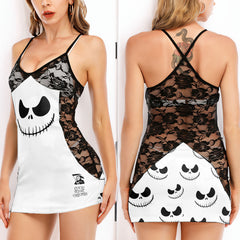 Black & White Art Women's Black Lace Cami Dress Babydolls Nightgowns