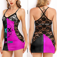 Neon Skull Art Women's Black Lace Cami Dress Babydolls Nightgowns