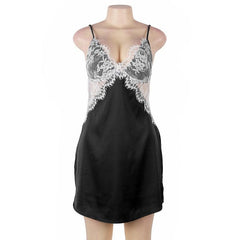 An lace nightgown with an open back design and adjustable straps. The delicate lace detailing and babydoll style provide a feminine and seductive look, while the soft and lightweight fabric ensures comfort and a flattering fit for every body type.