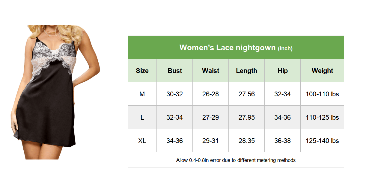 An lace nightgown with an open back design and adjustable straps. The delicate lace detailing and babydoll style provide a feminine and seductive look, while the soft and lightweight fabric ensures comfort and a flattering fit for every body type.