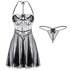 Sexy Women's Lace Nighgown, Backless Nightwear Chemise Mini Teddy