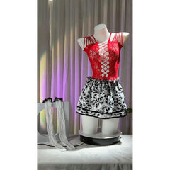 Chic and Playful Gothic Skull Nightgown Lingerie in Black and White – Your Fashion Statement!"