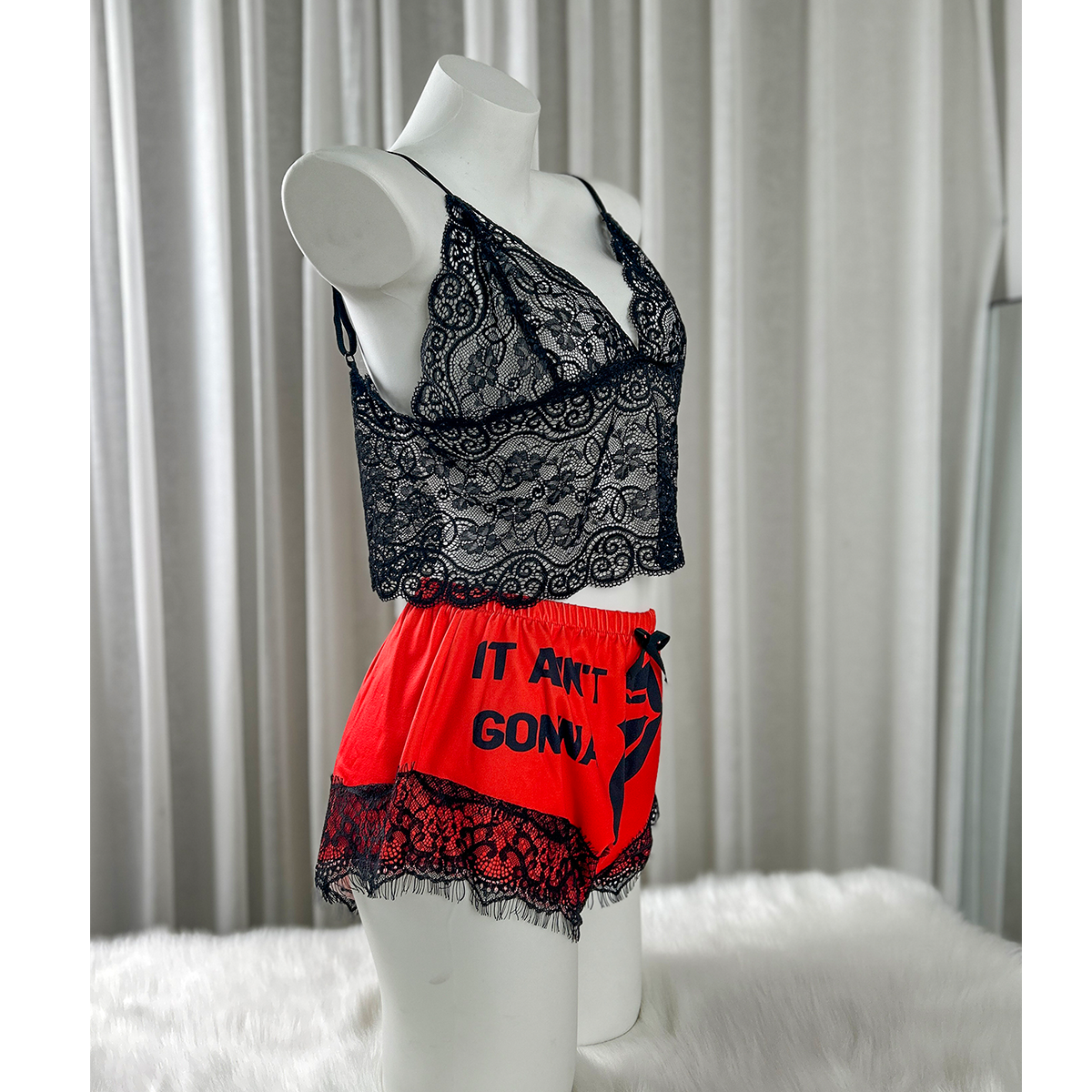 Get ready to turn up the heat with Wonder Skull Women's Lace Pajama Set, Funny Print Lingerie Sleepwear - Spicy & Sassy Red Lace Lingerie Set. Featuring an eye-catching "Lick It" print and a flirty lace trim, this set is perfect for those who love to add a touch of bold humor to their nightwear. Whether you’re lounging at home or feeling playful, this funny lingerie set is bound to make you feel confident and comfortable!