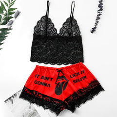 Get ready to turn up the heat with Wonder Skull Women's Lace Pajama Set, Funny Print Lingerie Sleepwear - Spicy & Sassy Red Lace Lingerie Set. Featuring an eye-catching "Lick It" print and a flirty lace trim, this set is perfect for those who love to add a touch of bold humor to their nightwear. Whether you’re lounging at home or feeling playful, this funny lingerie set is bound to make you feel confident and comfortable!