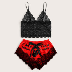 Get ready to turn up the heat with Wonder Skull Women's Lace Pajama Set, Funny Print Lingerie Sleepwear - Spicy & Sassy Red Lace Lingerie Set. Featuring an eye-catching "Lick It" print and a flirty lace trim, this set is perfect for those who love to add a touch of bold humor to their nightwear. Whether you’re lounging at home or feeling playful, this funny lingerie set is bound to make you feel confident and comfortable!