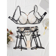 Women's Lingerie Set, Mesh Sheer See Through Panty Bra