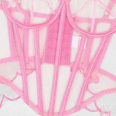 Women's Lingerie Set, Pink Bodysuit Teddy with Panty