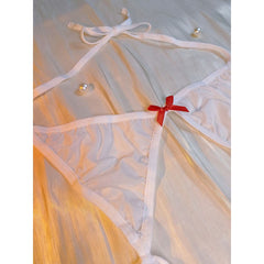 Women's Lingerie, Halter Bodysuit With Cute Bowknot Set