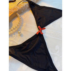 Women's Lingerie, Halter Bodysuit With Cute Bowknot Set