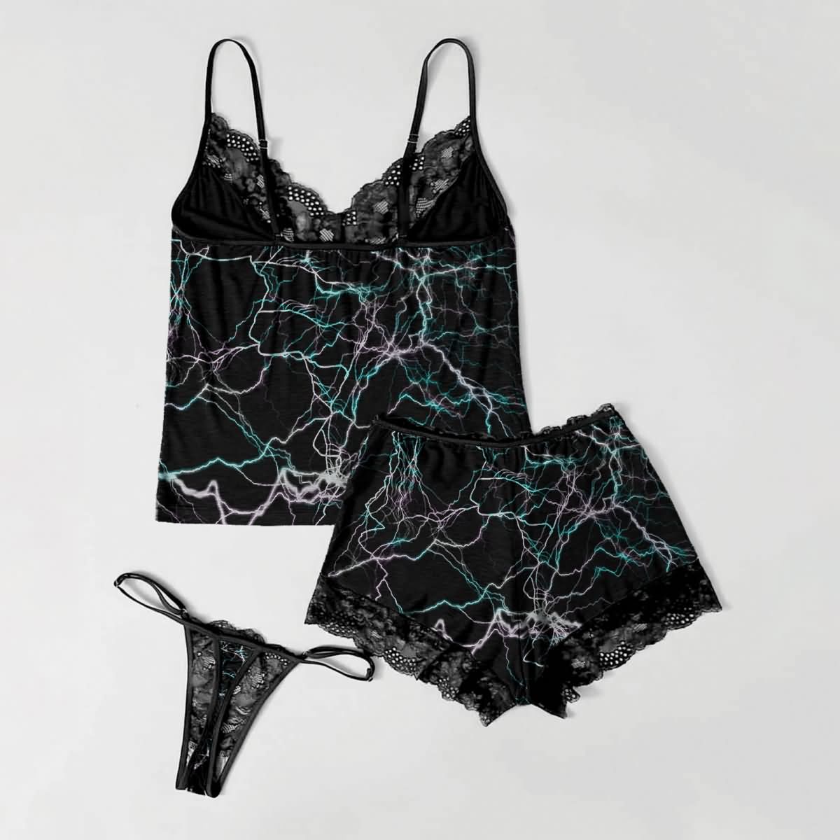Elevate your sleepwear with the Wonder Skull Electric Rose Gothic Lace Pajama Set. Featuring bold designs like the Lightning Kissed Cami and Love in the Dark set, it combines soft lace, breathable fabrics, and daring details for comfort and style. Perfect for a chic, edgy look.