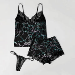 Elevate your sleepwear with the Wonder Skull Electric Rose Gothic Lace Pajama Set. Featuring bold designs like the Lightning Kissed Cami and Love in the Dark set, it combines soft lace, breathable fabrics, and daring details for comfort and style. Perfect for a chic, edgy look.