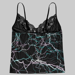 Electric Rose Gothic Lace Pajama 3 Pieces Sleepwear Set