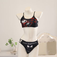 Wonder Skull High-Waisted Bikini Set, Unique Gothic Skull Bat Edgy Swimwear , perfect for those who love unique, gothic-inspired swimwear. Designed for comfort, it features an adjustable strappy top and high-waisted bottoms for a secure fit. Made from breathable, UV-blocking fabric, this bikini combines style, practicality, and confidence for any sunny adventure.