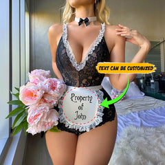 Wonder Skull Serve It Hot Lace Apron Bodysuit Sexy Maid Cosplay Lingerie Set features floral black lace, a satin apron-style front, and a cheeky open-back design with a plunging neckline. With adjustable straps and a stretchy waistband, it offers a flattering fit for all body types. Soft, lightweight, and breathable, it’s perfect for playful, intimate moments while ensuring all-night comfort.