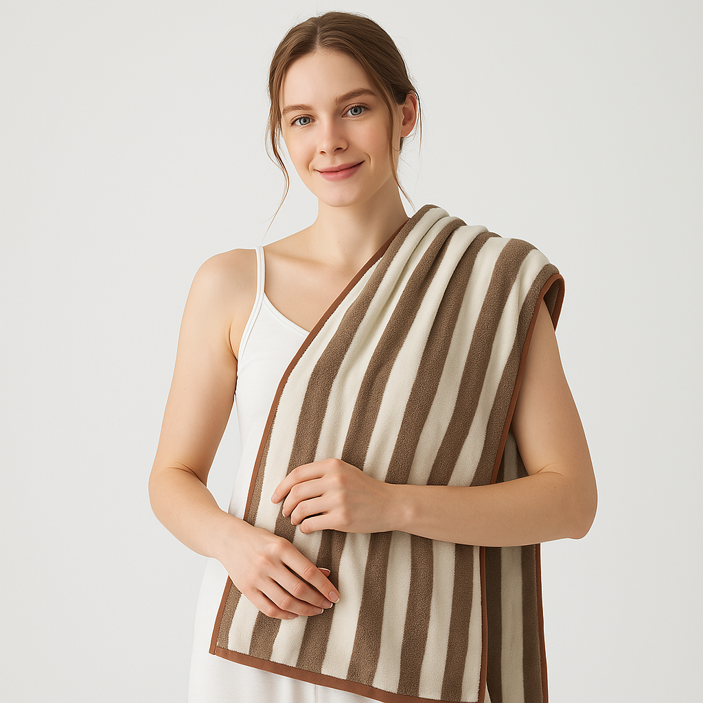 Upgrade your beach day with the Wonder Skull Striped Beach Towel! Made from soft, quick-drying cotton terry, this teal and white striped towel is stylish, comfortable, and perfect for lounging, sunbathing, or drying off. Lightweight, durable, and large enough to stretch out on, it’s a must-have for your next trip to the beach, pool, or lake!