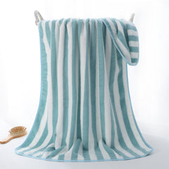 Striped Beach Towel Soft Plush Quick Dry Cotton Terry Set